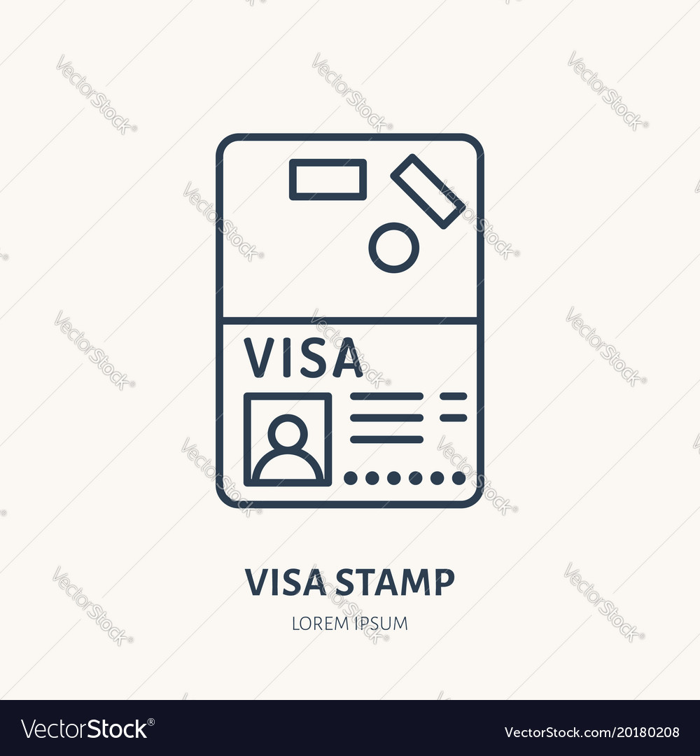 Documents identity flat line icon visa