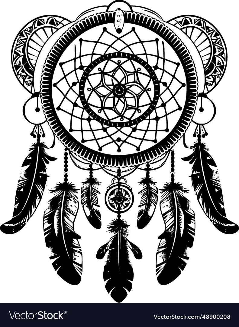 Dream catcher - black and white Royalty Free Vector Image