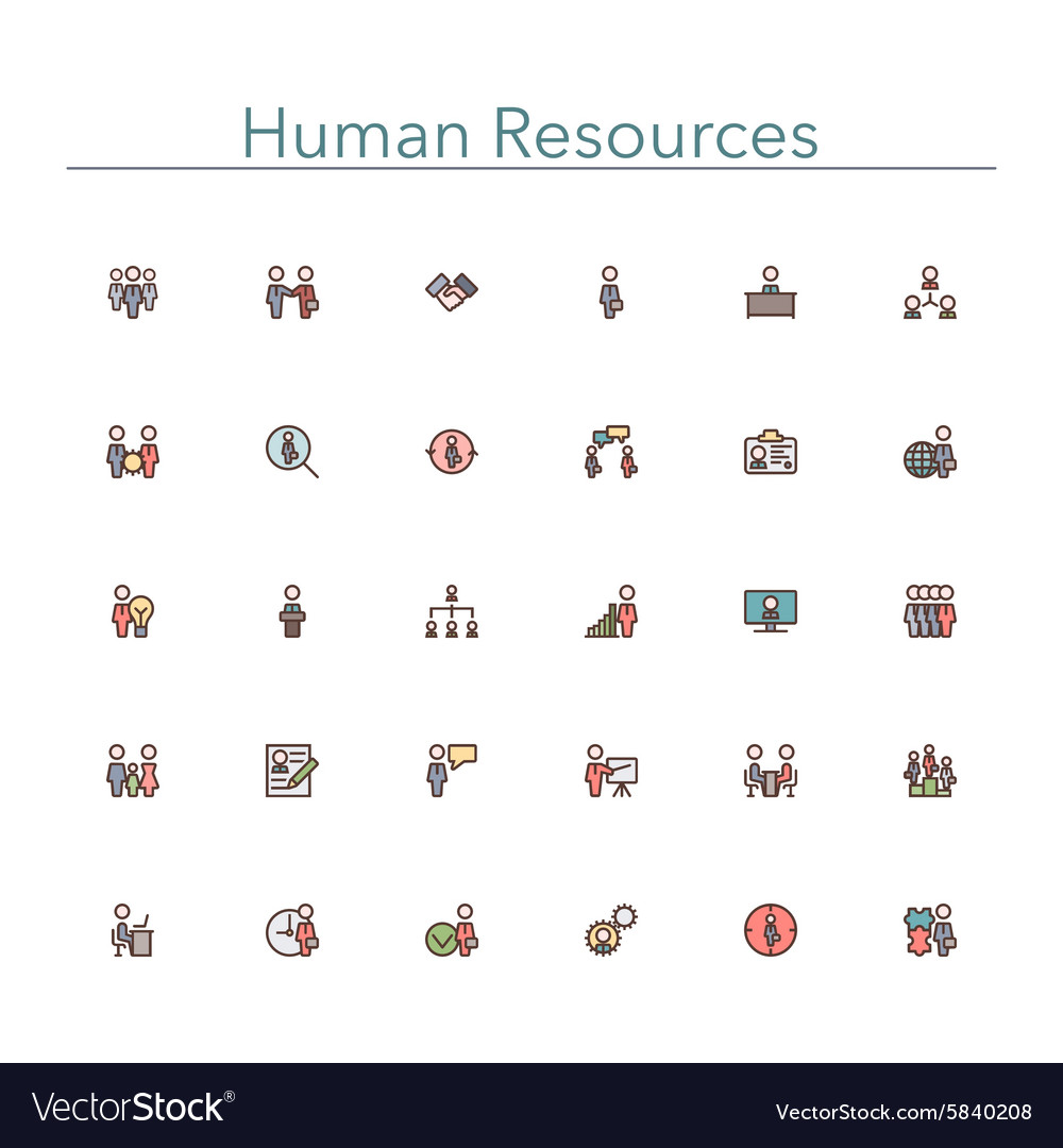 Human resources colored line icons Royalty Free Vector Image