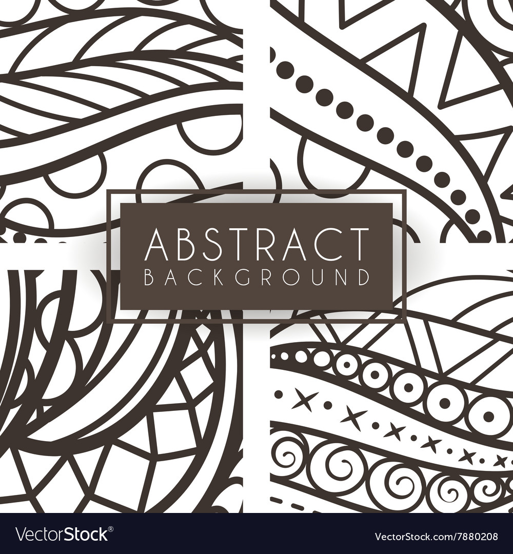 Set of four monochrome intricate patterns Vector Image