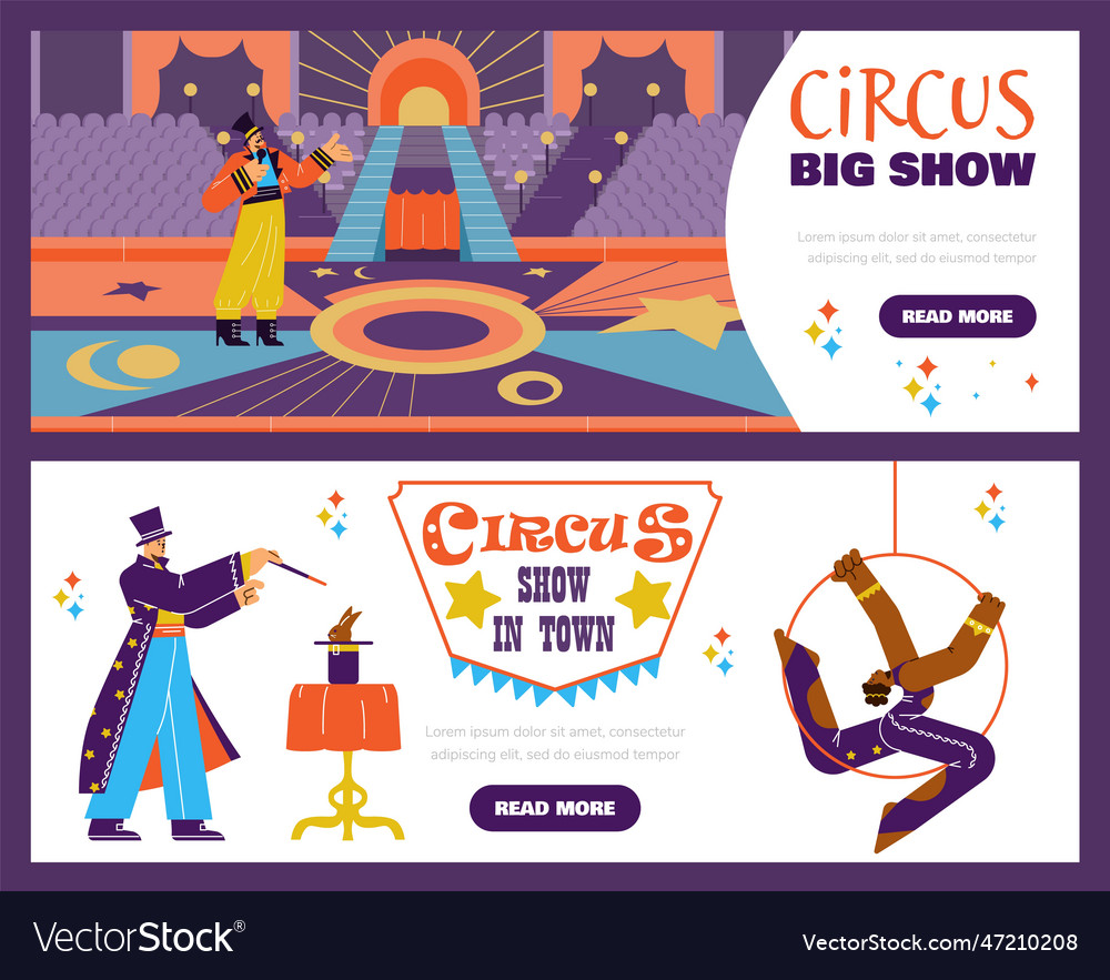 Set of website banner templates about circus big Vector Image