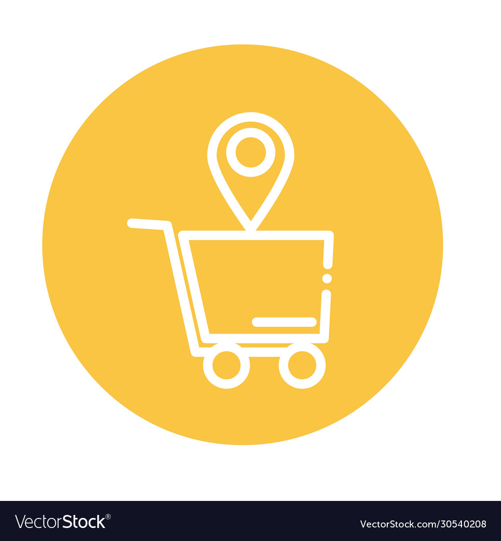 Shopping Cart With Location Tag Block And Flat Vector Image<script async src=