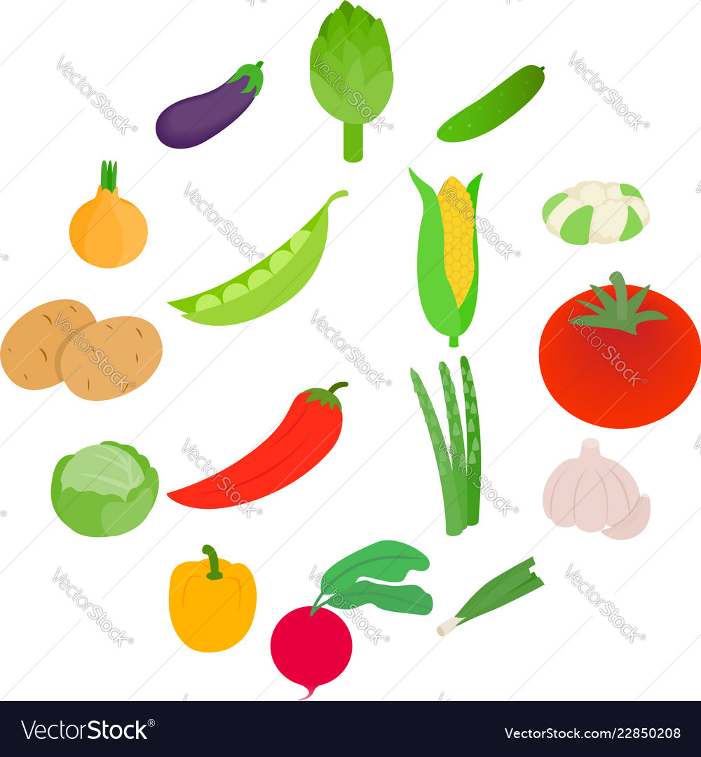 Vegetables icons set isometric 3d style Royalty Free Vector