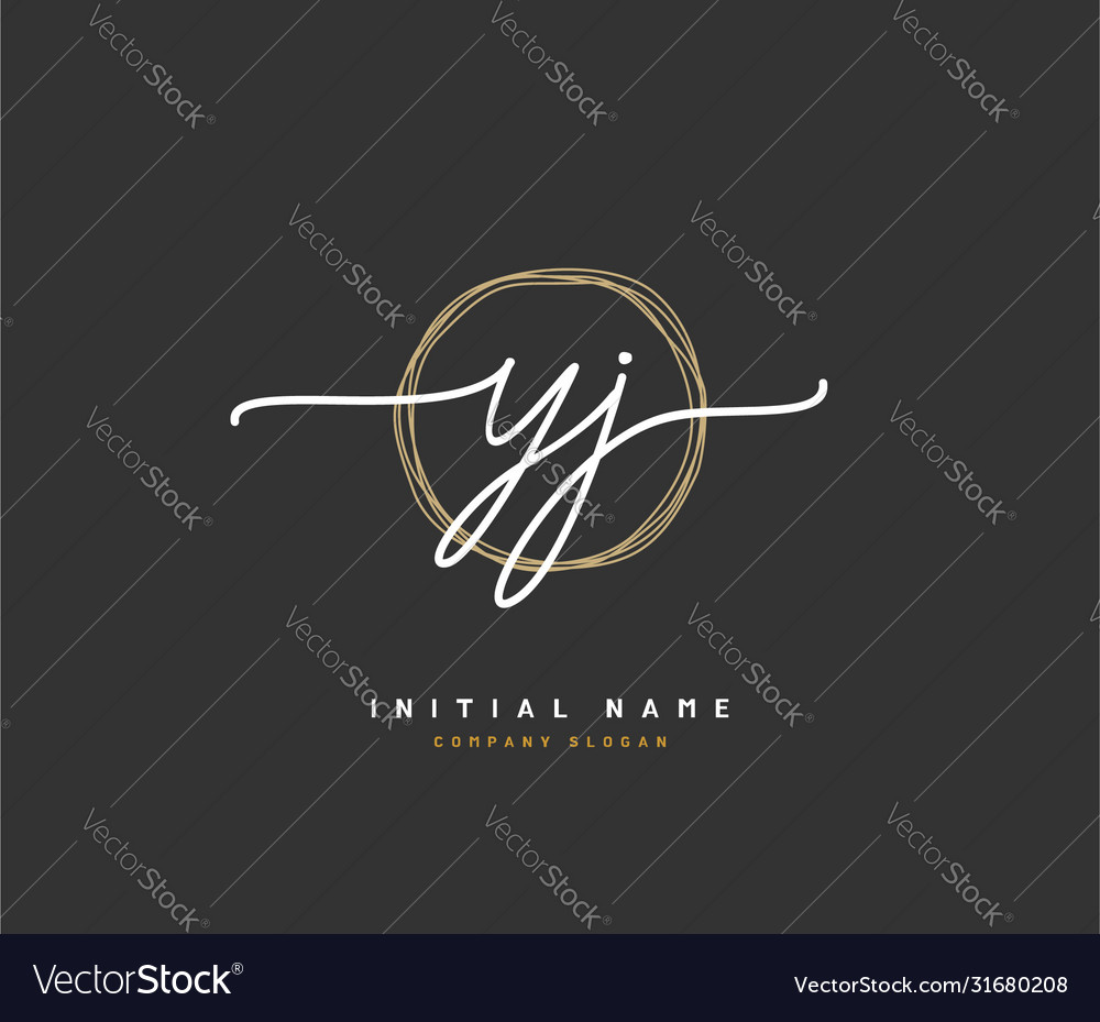 Y j yj beauty initial logo handwriting logo Vector Image