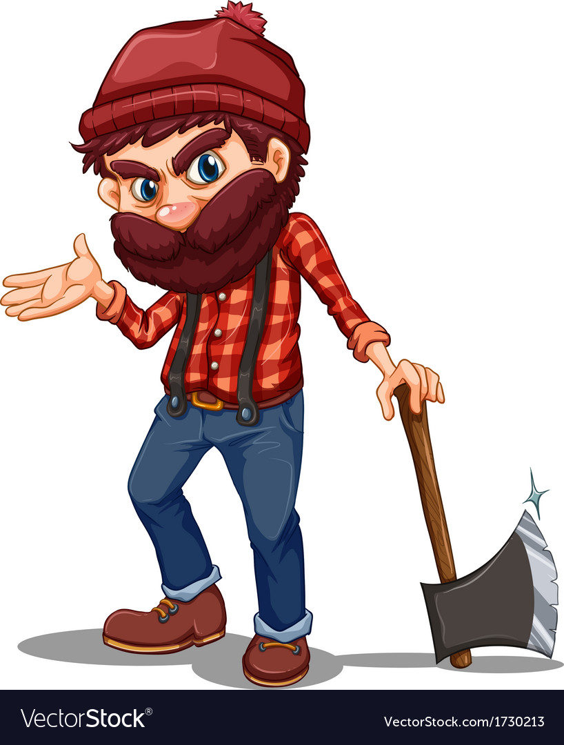 A lumberjack holding a sharp axe Royalty Free Vector Image