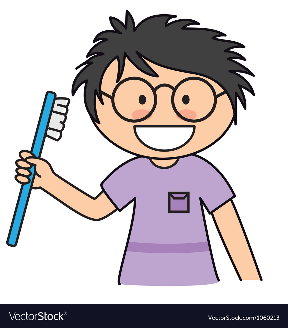 Boy Brushing Her Teeth Royalty Free Vector Image