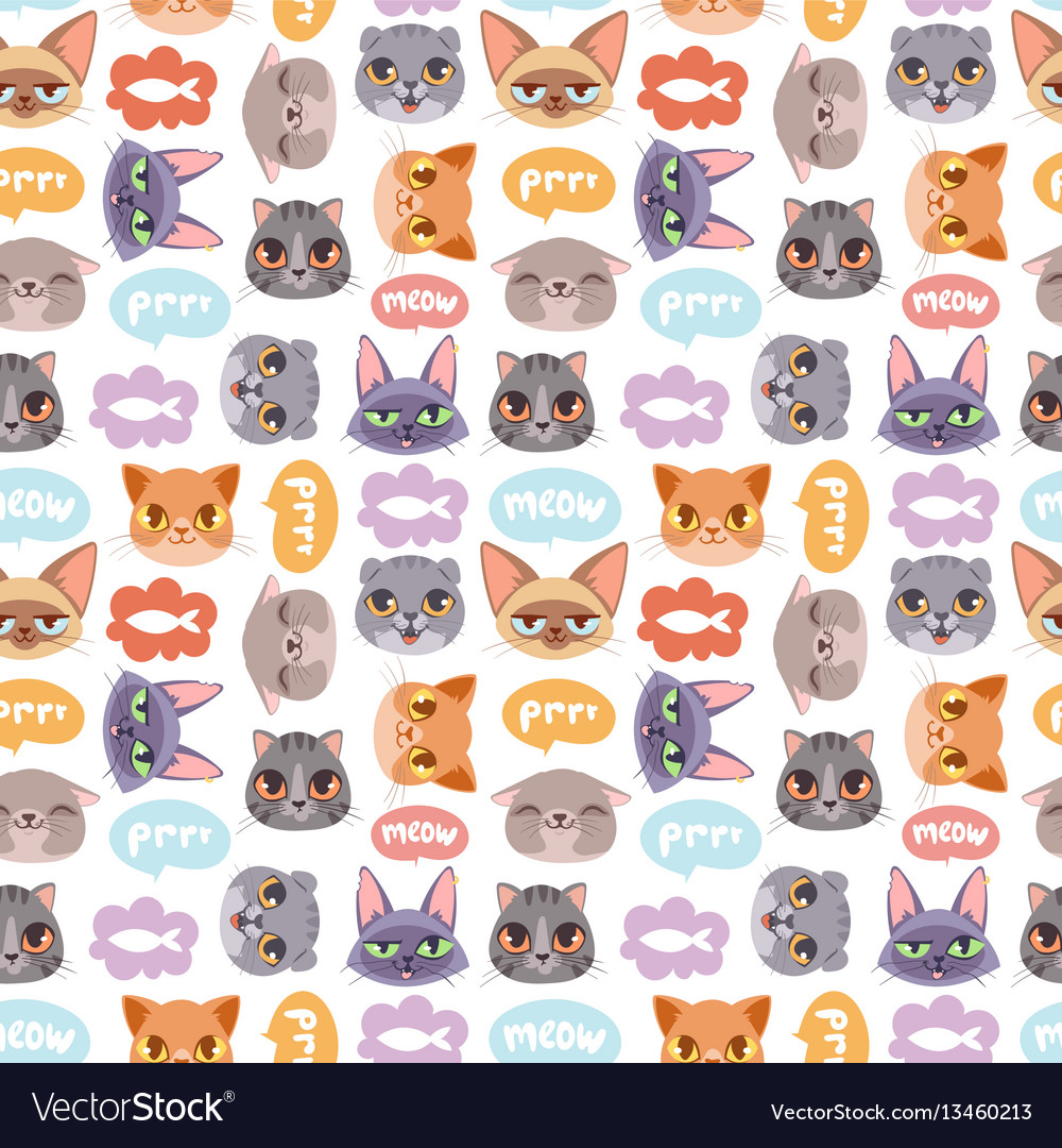 Cats heads seamless pattern vector image Cats heads seamless pattern