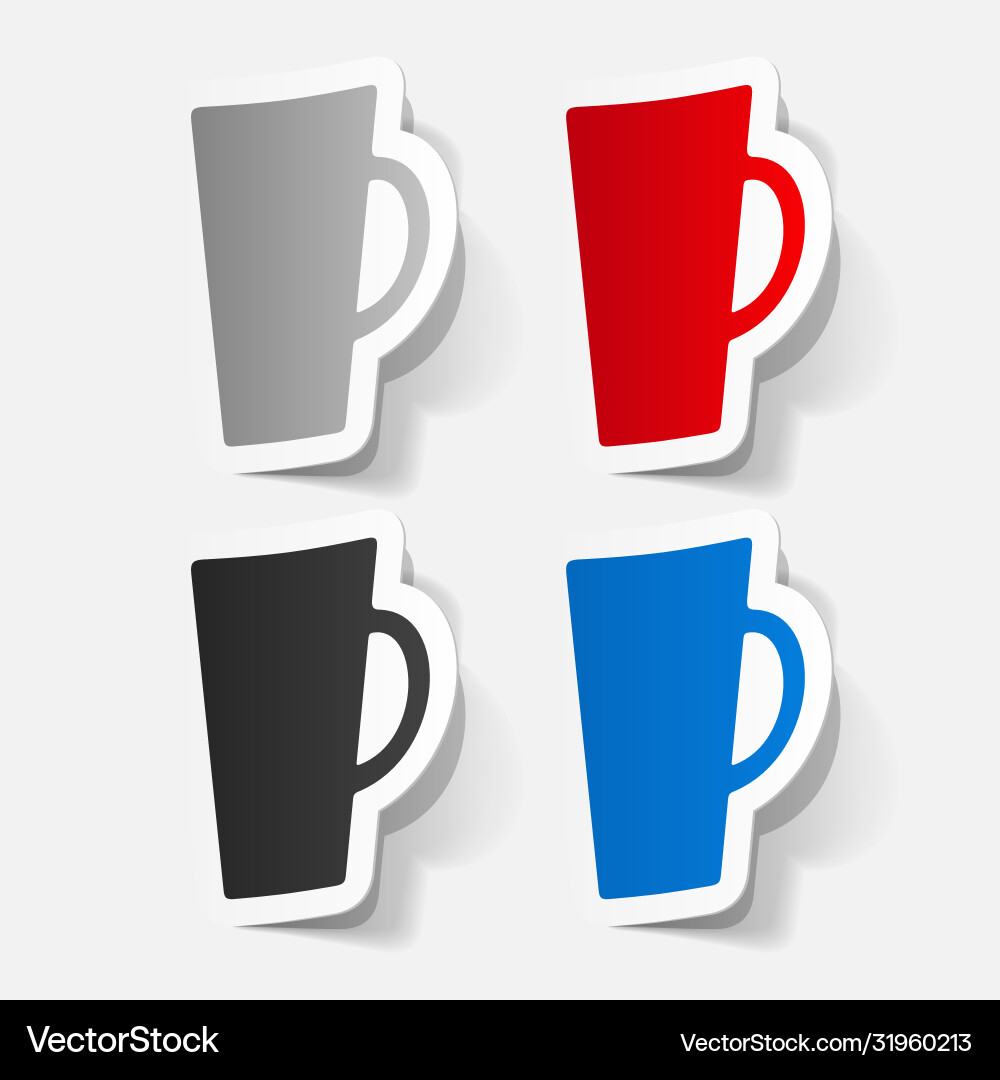 Paper clipped sticker coffee cup isolated Vector Image