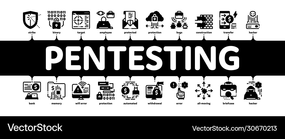 Pentesting software minimal infographic banner Vector Image