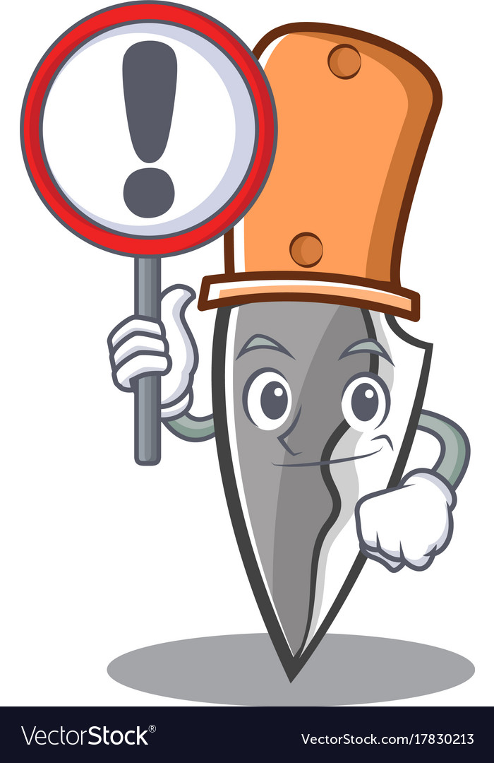 With sign knife character cartoon style Royalty Free Vector