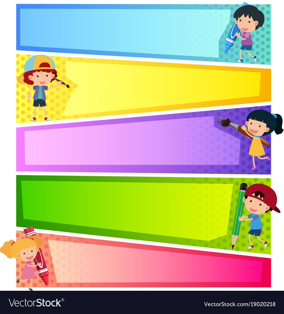 Banner templates with happy kids Royalty Free Vector Image