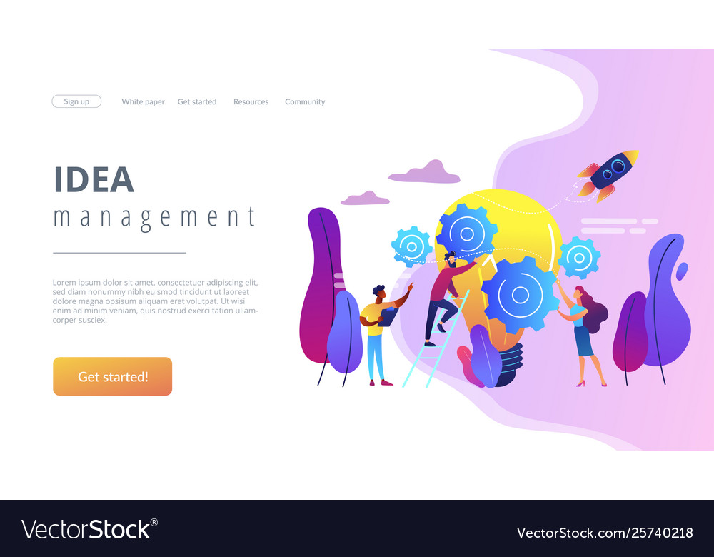 Idea management concept landing page Royalty Free Vector