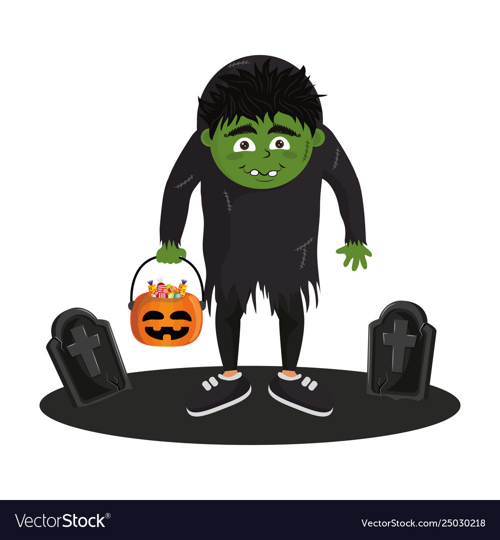 Kid and halloween cartoons Royalty Free Vector Image