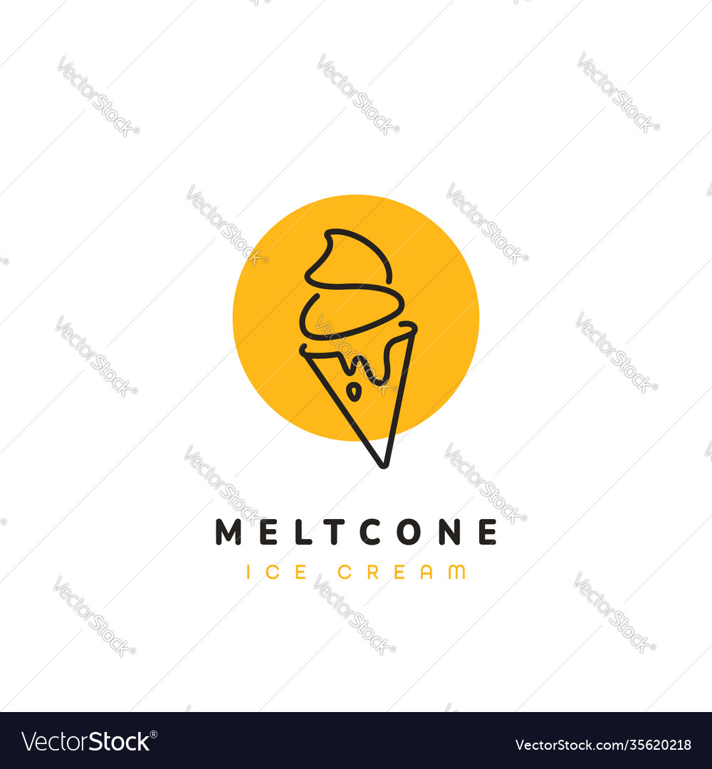 Melting cone ice cream logo modern sophisticated Vector Image