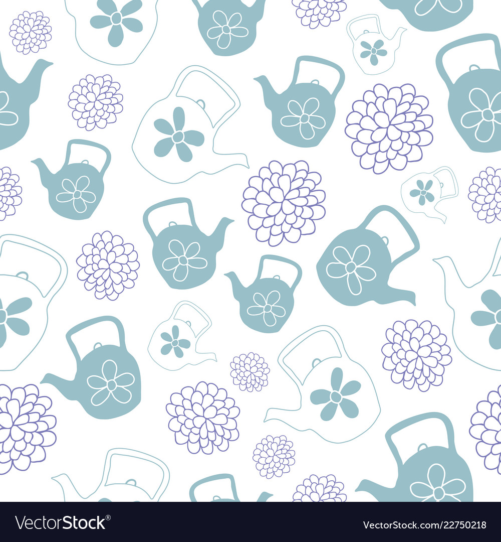 Mint Green Teapots Seamless Pattern Design Vector Image