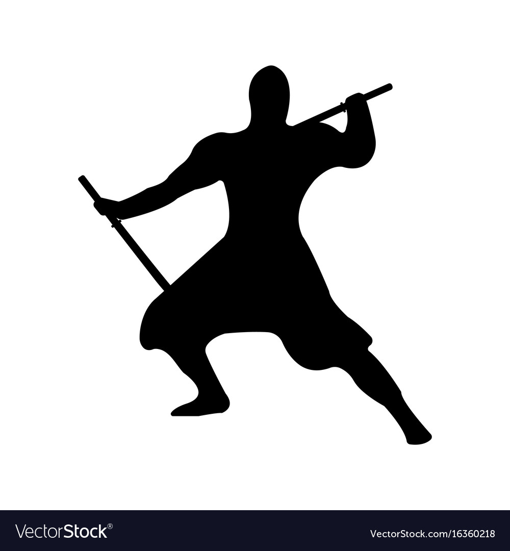 Download Ninja warrior silhouette on white background Vector Image