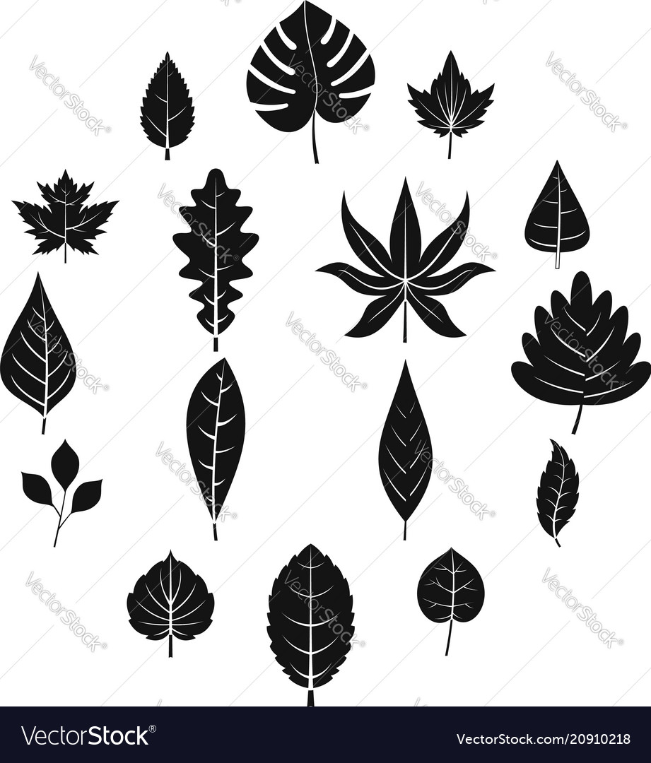 Plant leafs icons set simple style Royalty Free Vector Image