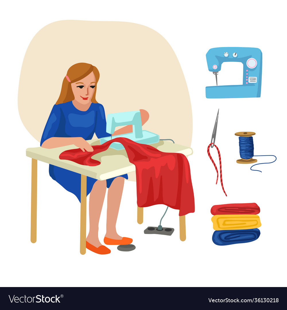 Seamstress dressmaker professions character Vector Image