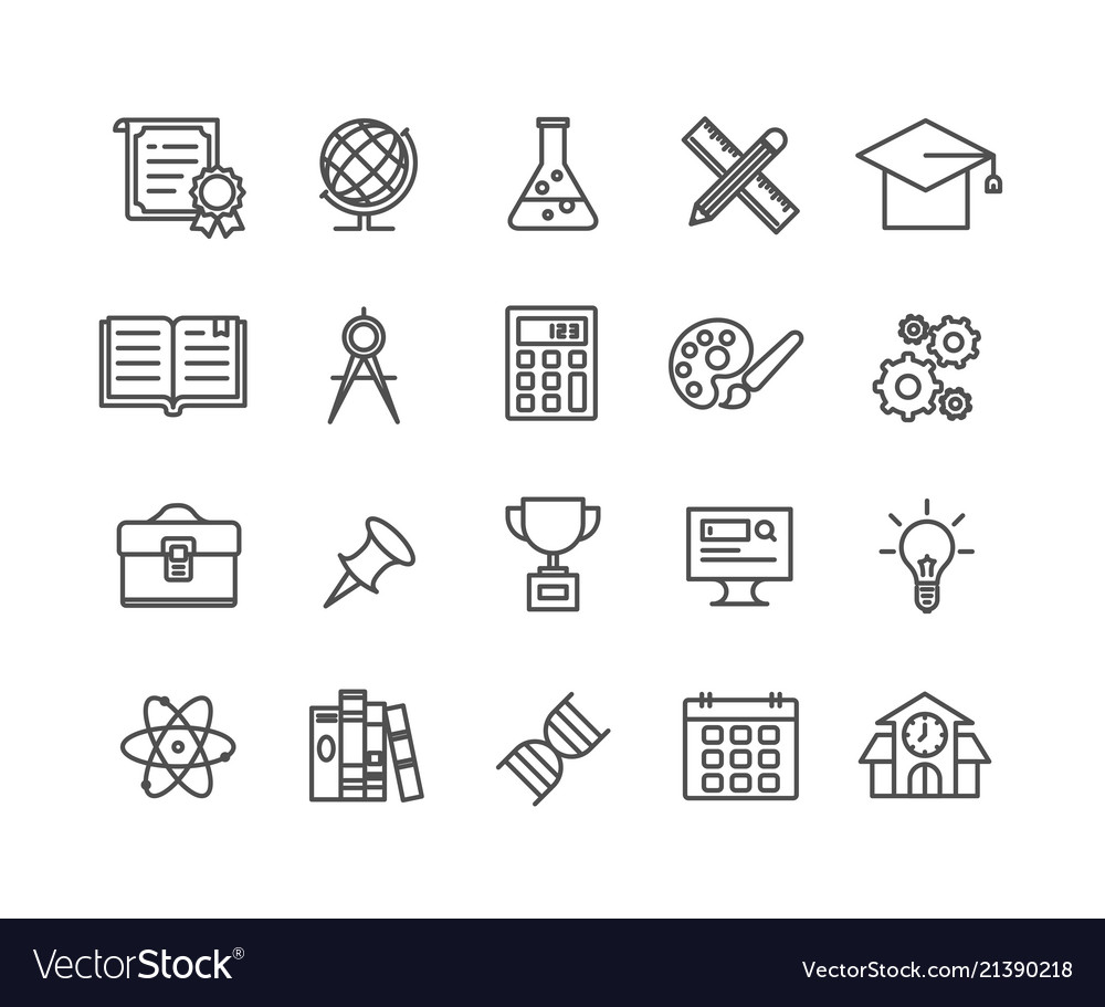 Simple set of education thin line icons Royalty Free Vector