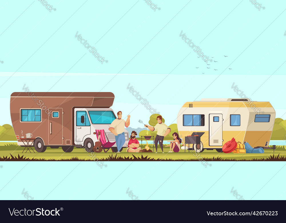 Camping cartoon composition Royalty Free Vector Image