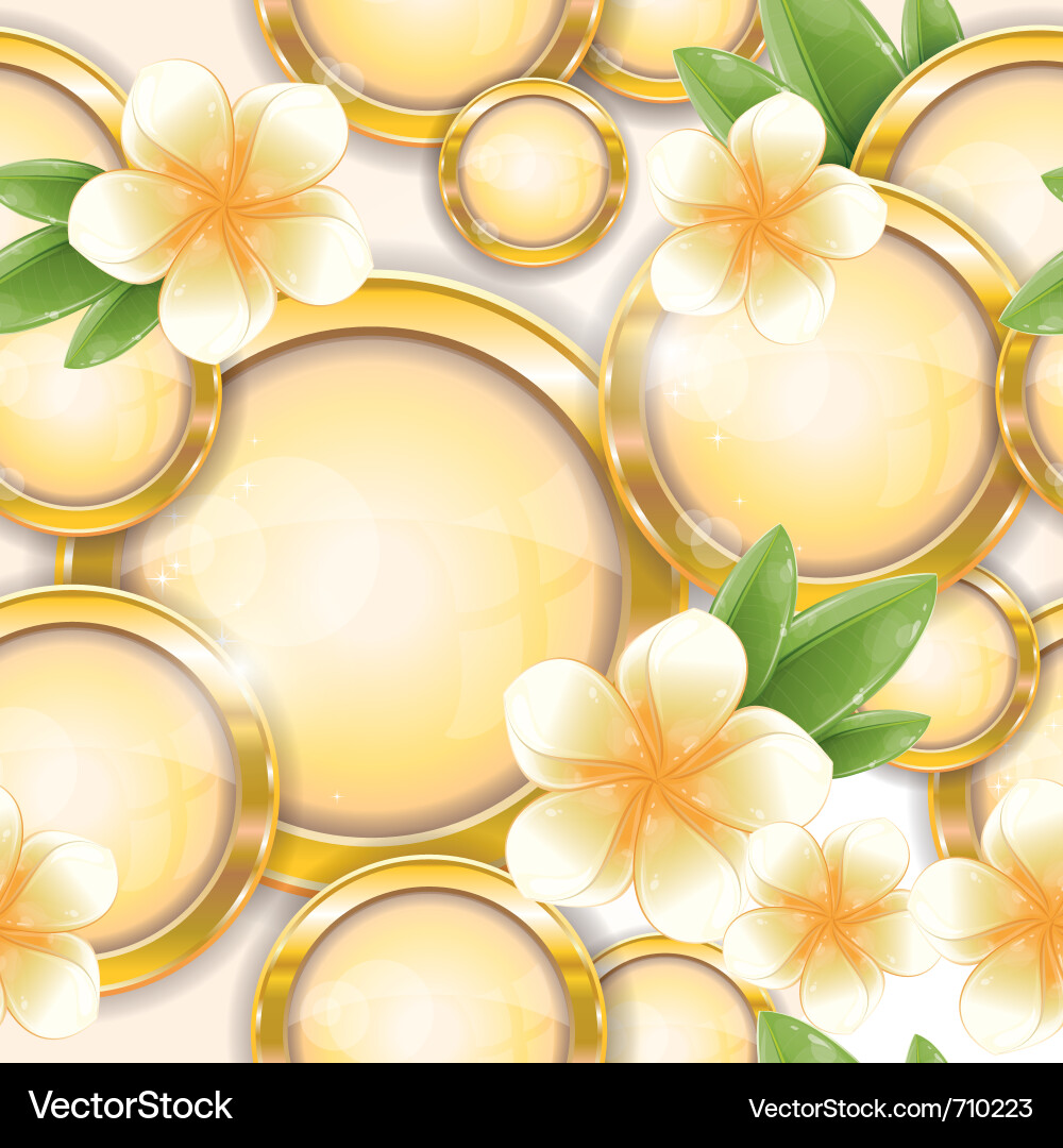 Gold frames with frangipani Royalty Free Vector Image