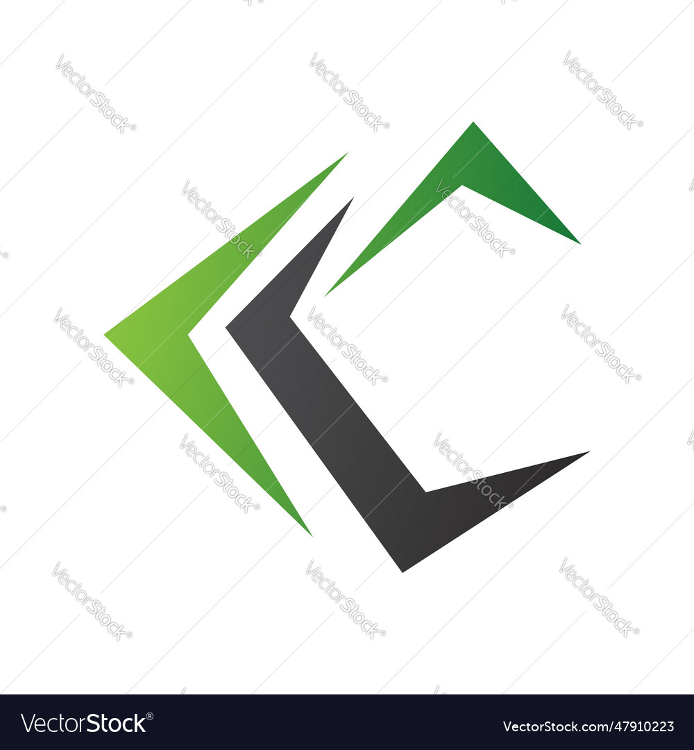 Green and black letter c icon with pointy tips Vector Image