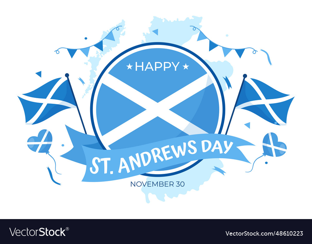 Happy St Andrew Day On 30 November With Scotland Vector Image