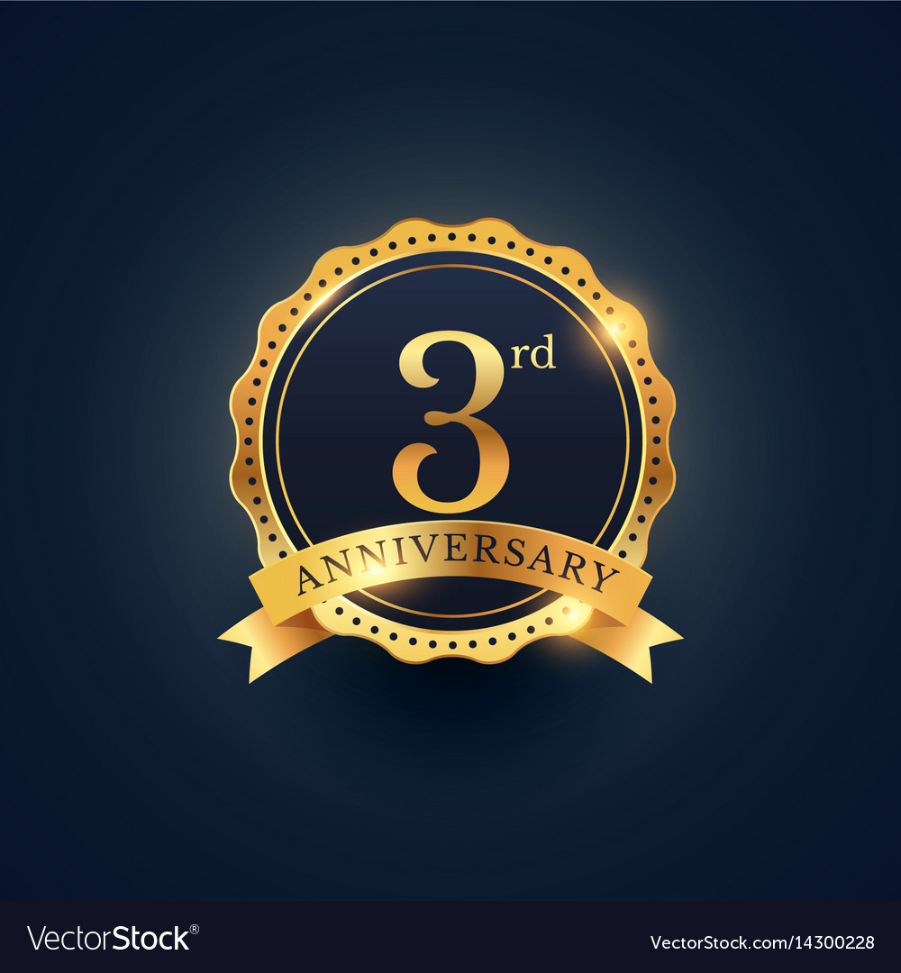 3rd-anniversary-celebration-badge-label-in-golden-vector-image