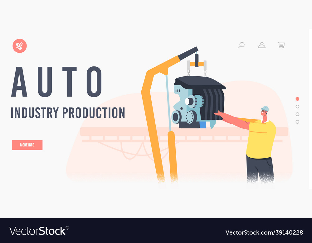 Auto industry production landing page template Vector Image