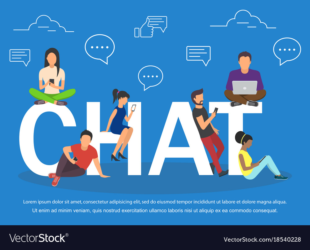 Chat young people using mobile Royalty Free Vector Image