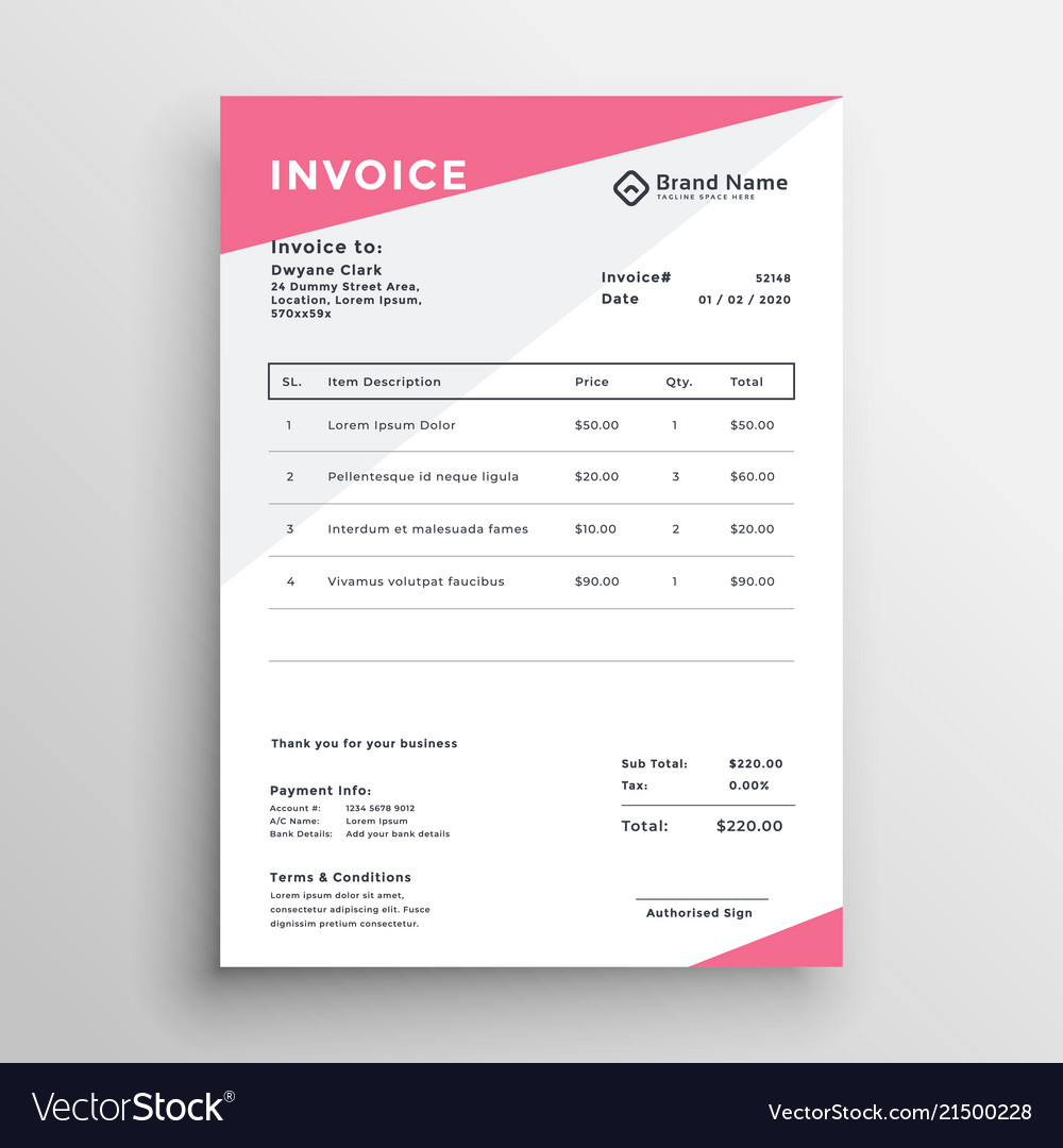 Elegant invoice quotation template design Vector Image