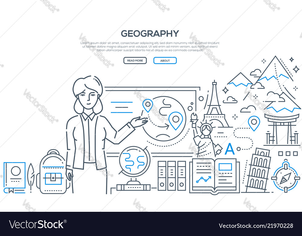 Geography lesson - colorful line design style vector image Geography lesson - colorful line design style