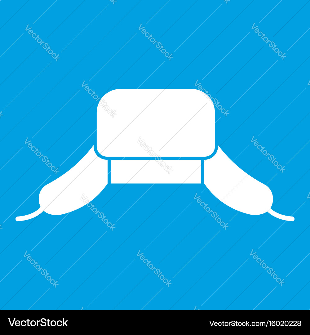 Hat with ear flaps icon white Royalty Free Vector Image