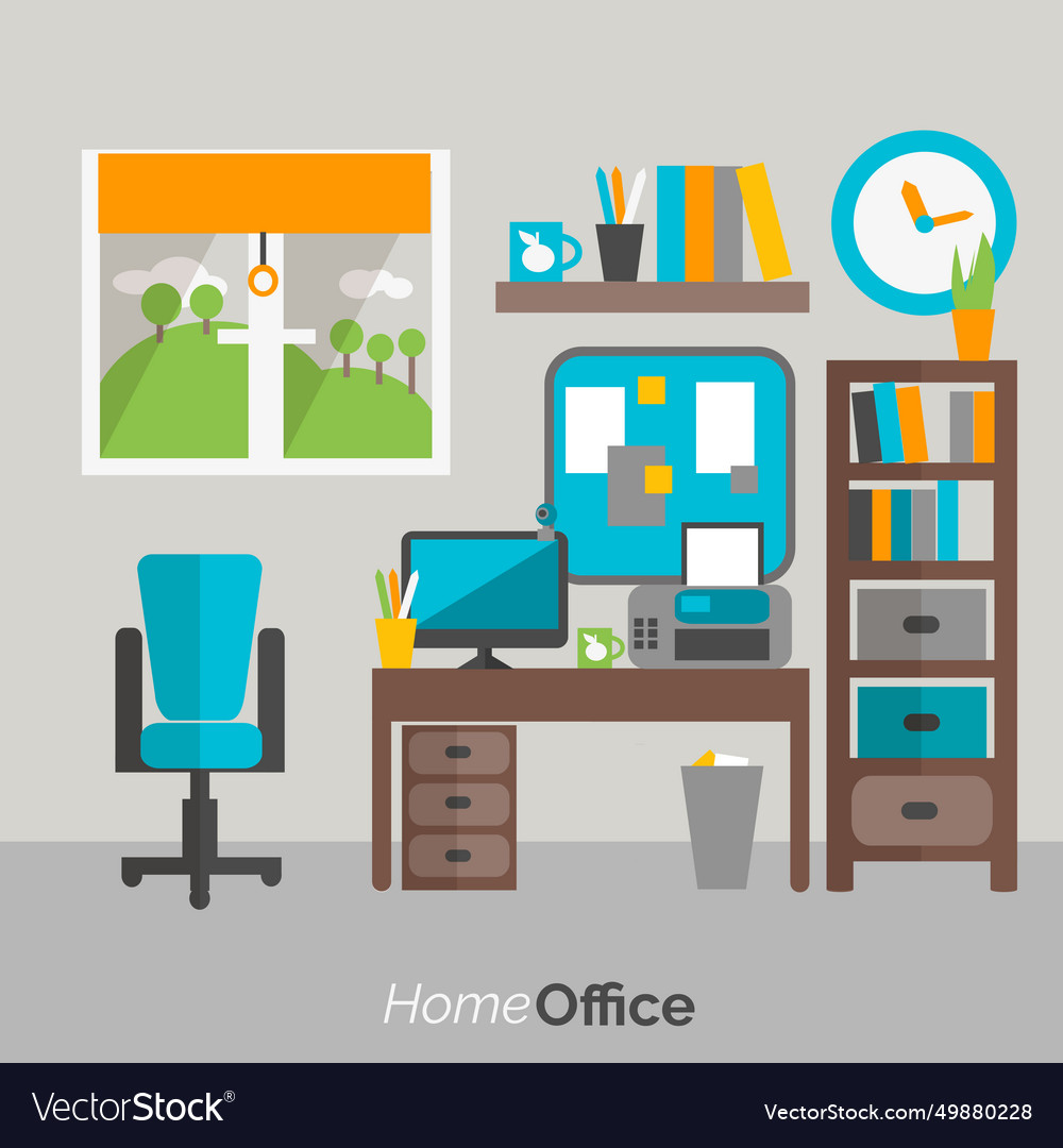 Home office furniture icon poster Royalty Free Vector Image