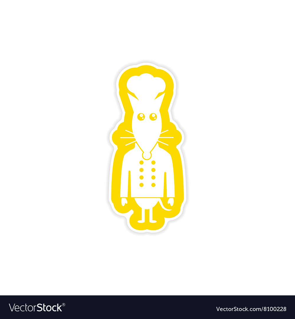 Stylish paper sticker on white background mouse