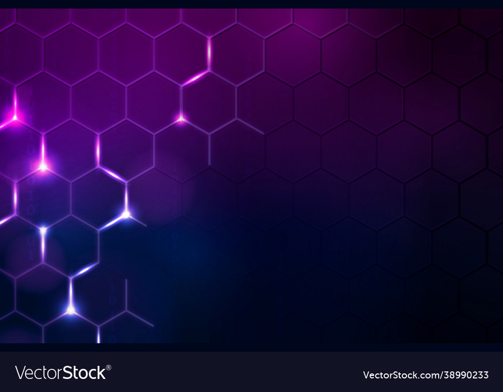 Digital technology background with hexagon border Vector Image