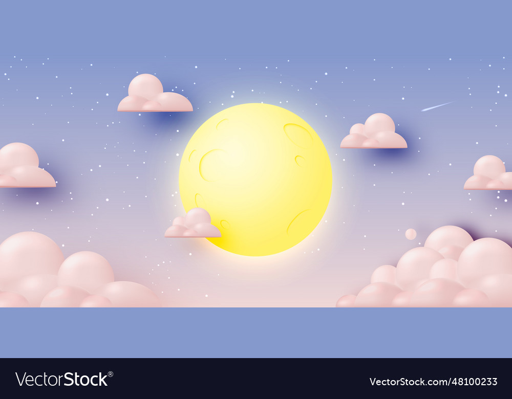 Full moon with starry night background Royalty Free Vector