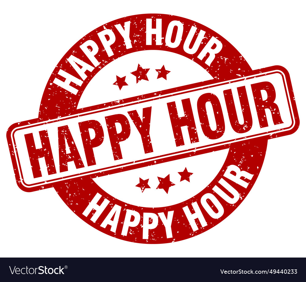 Happy hour stamp happy hour label round grunge Vector Image