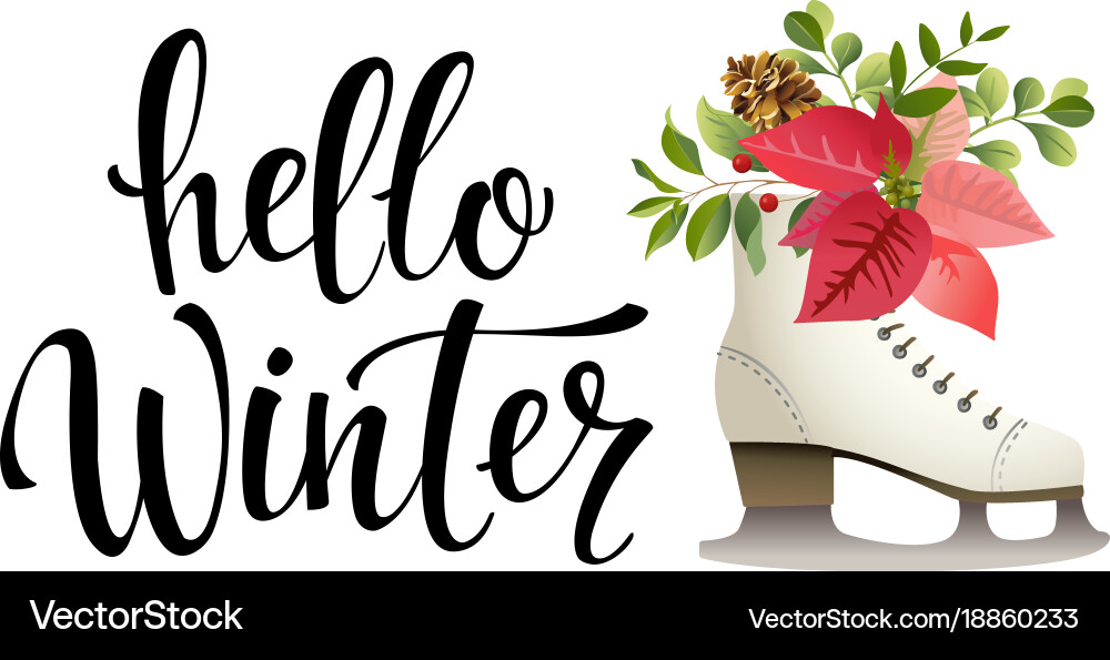 Hello winter lettering Royalty Free Vector Image
