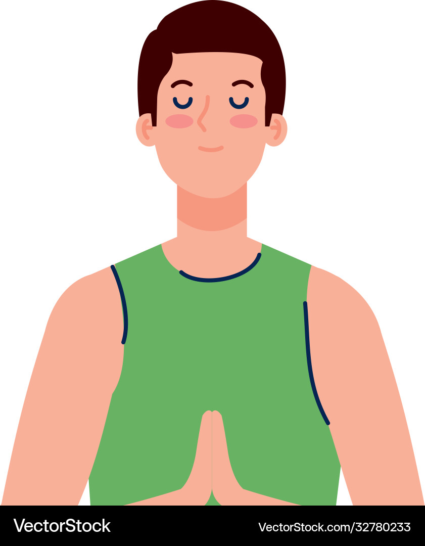 Meditating man on white background Royalty Free Vector Image