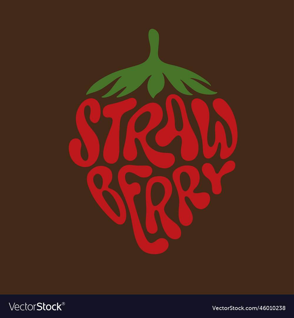 Fresh strawberry typography sign Royalty Free Vector Image