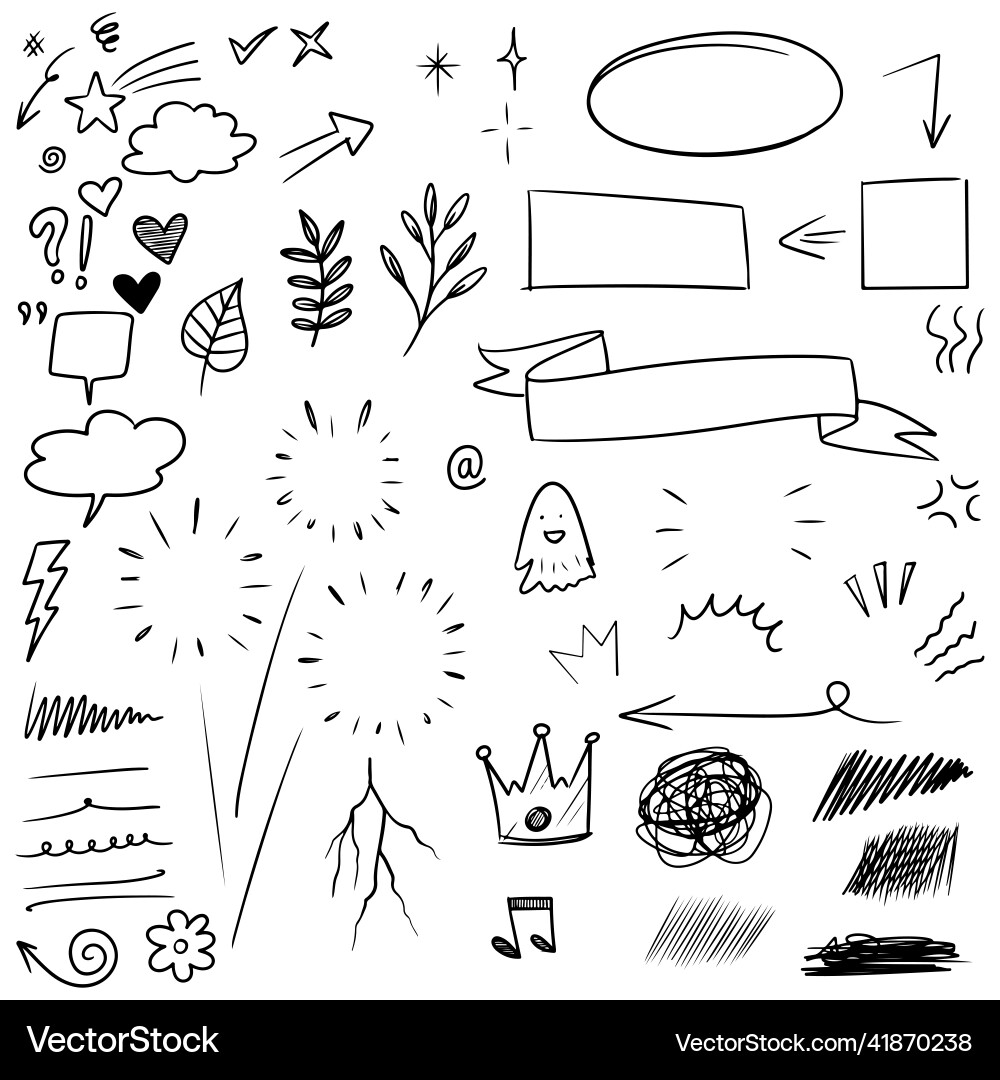 Hand drawn set doodle elements for concept design Vector Image
