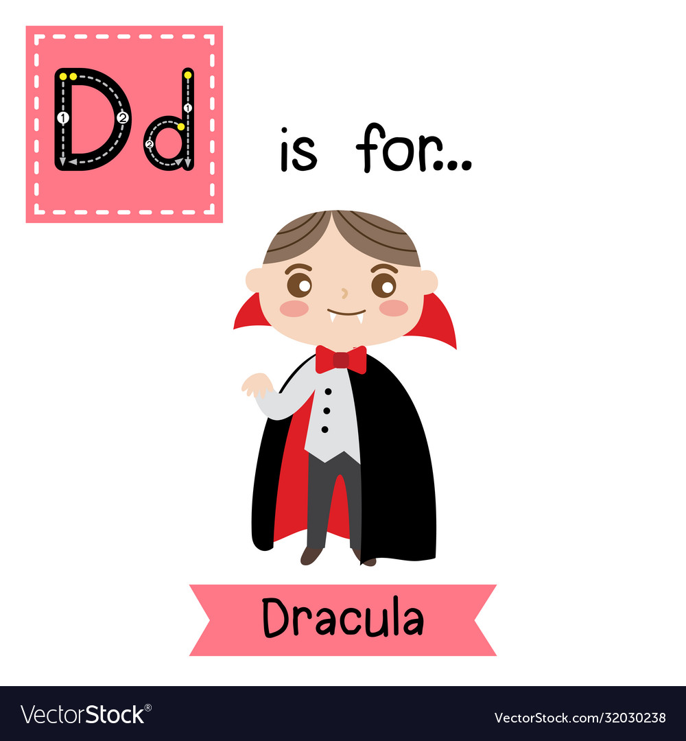 Letter d tracing dracula Royalty Free Vector Image