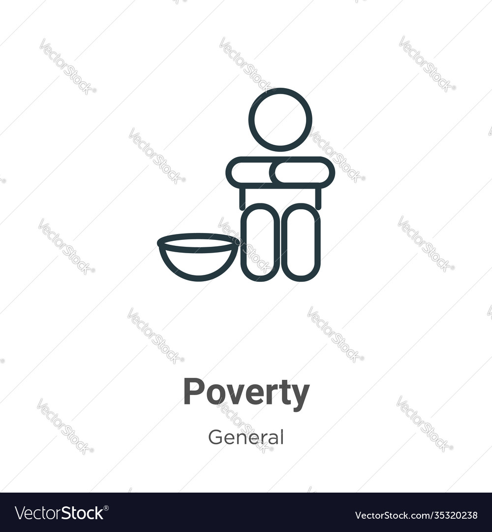 Poverty outline icon thin line black Royalty Free Vector