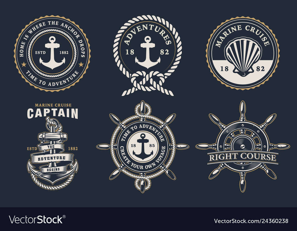 Set of marine badges Royalty Free Vector Image