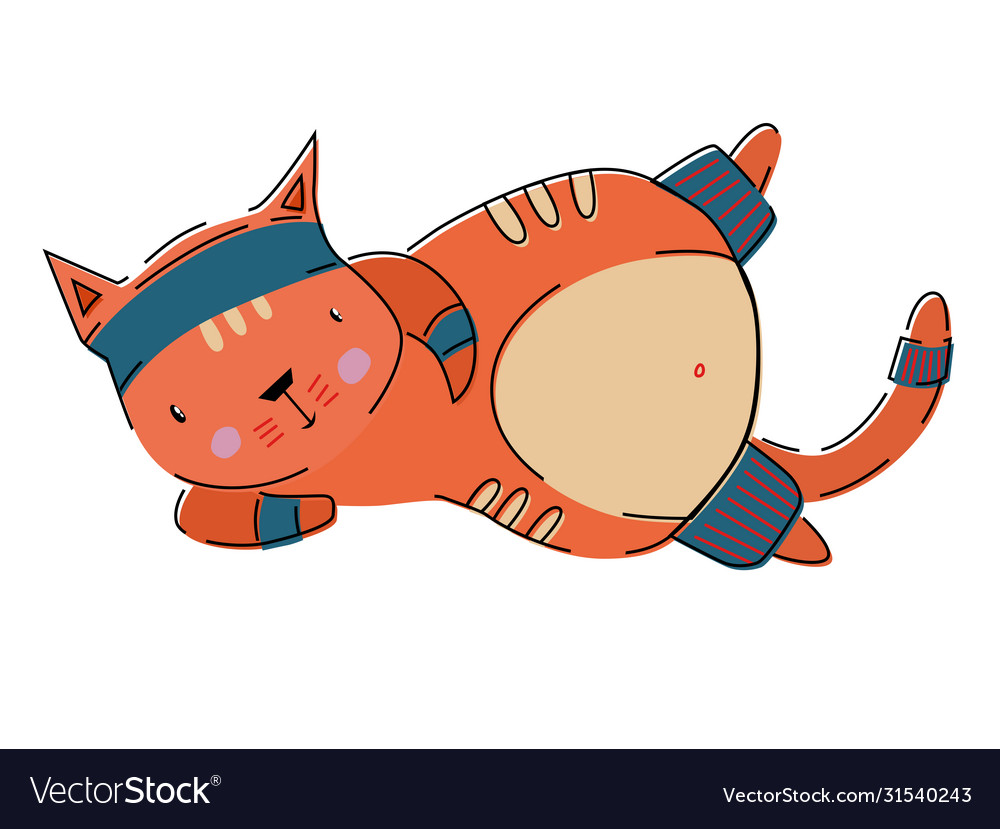 Athletic cute cat trains in sport fit cat in gym Vector Image