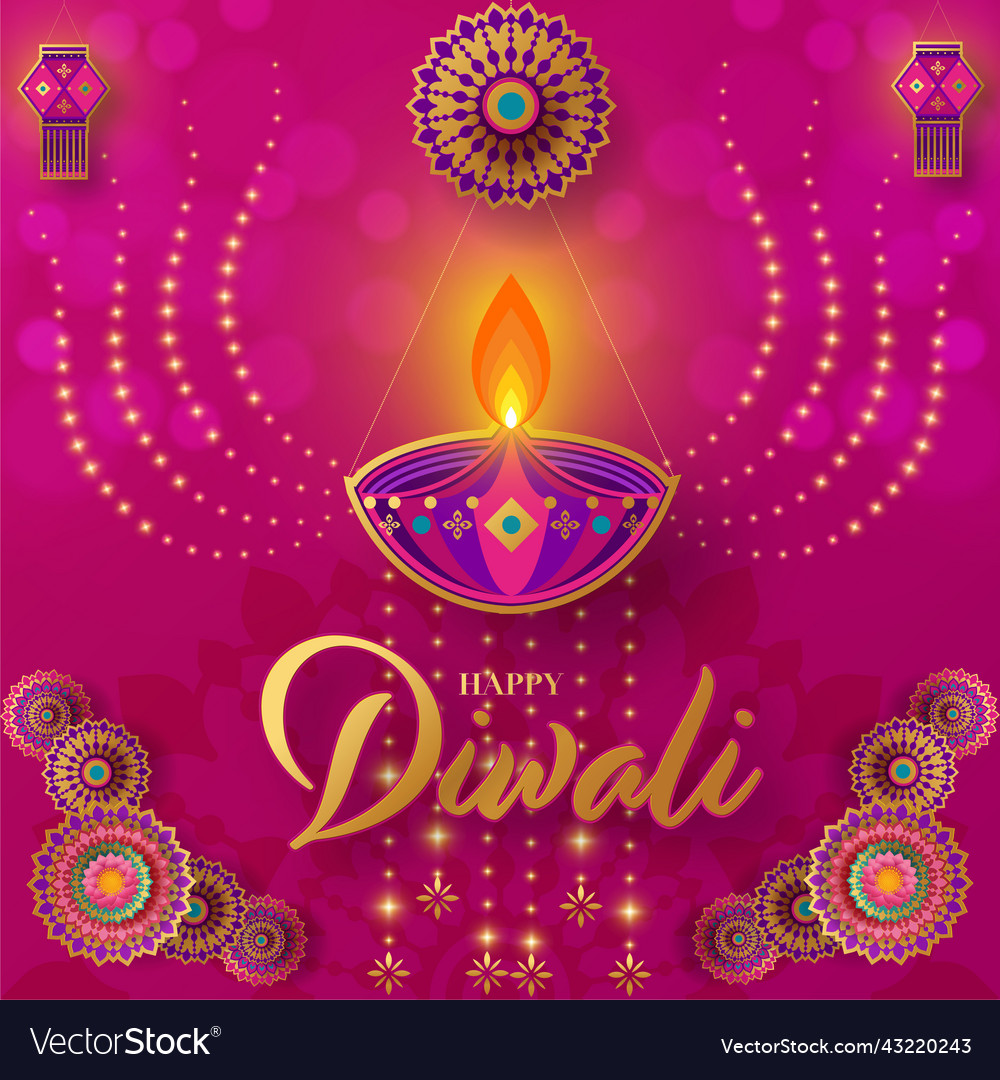 Happy diwali deepavali the indian festival Vector Image