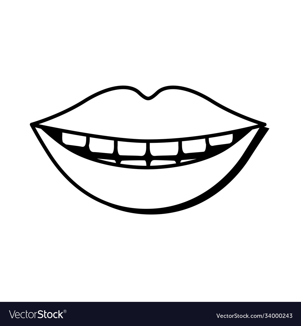 Pop art smiling mouthline style icon Royalty Free Vector