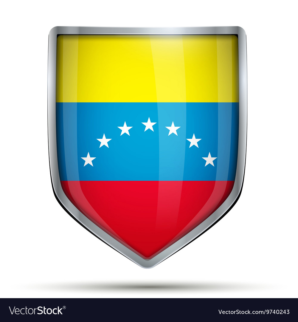 Shield with flag Venezuela Royalty Free Vector Image