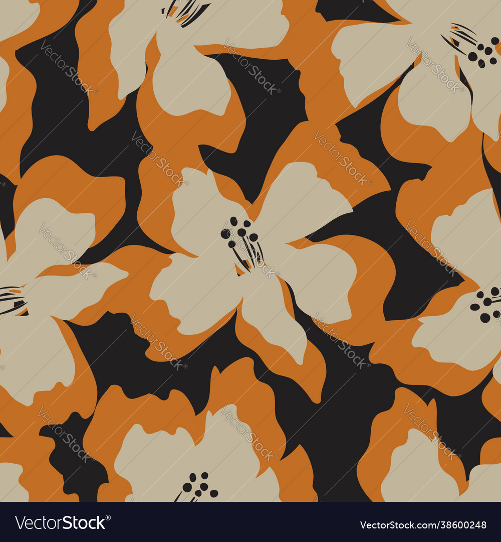 Brown floral seamless pattern background Vector Image